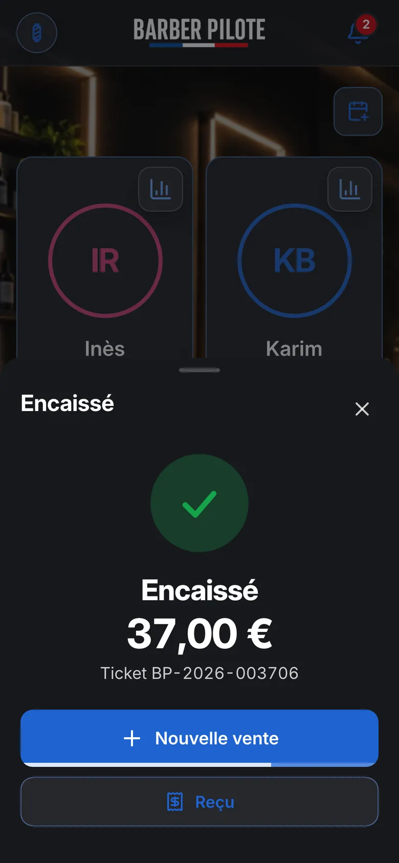 Étape 3 : carte ou espèces, c’est encaissé.